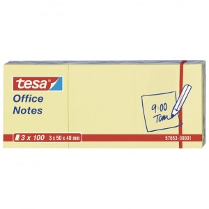 Blok samoljepljiv 40x50mm 3x100L Office notes Tesa žuti