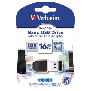 Memorija USB 16GB Store'n'Stay Nano s micro USB adapterom Verbatim